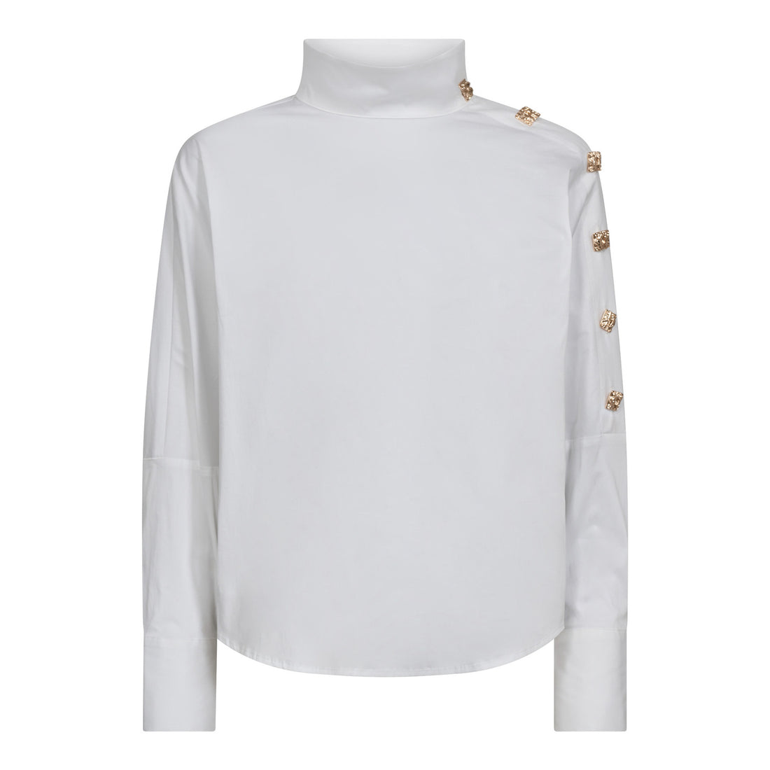 SannaCC Asym Button Blouse - White
