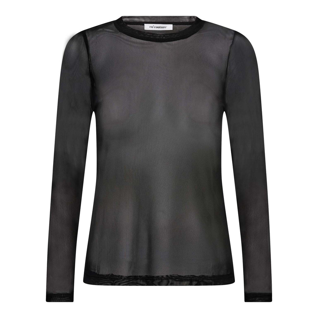 Mesh O-Neck Blouse - Black