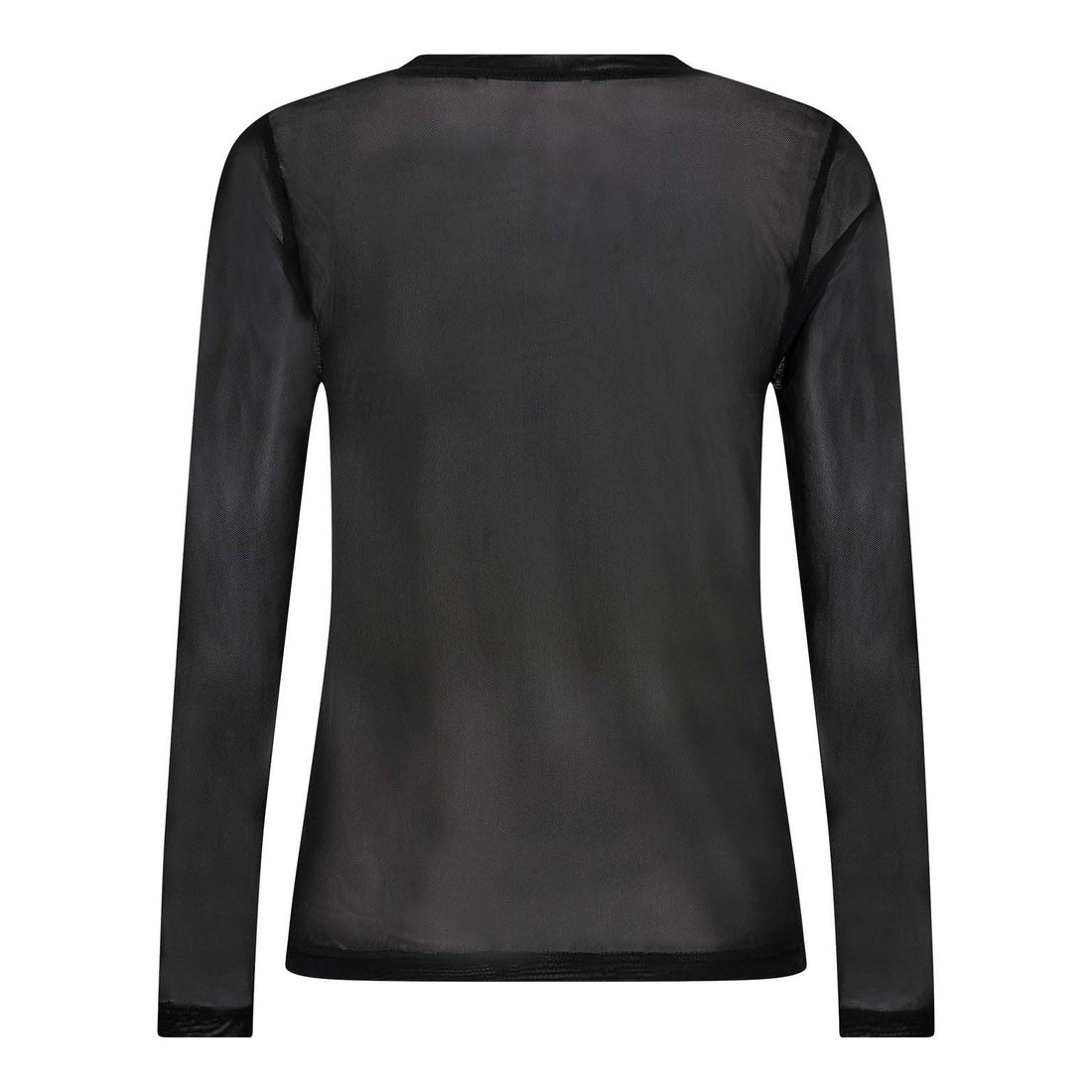 Mesh O-Neck Blouse - Black