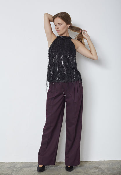 SillaCC Sequin Halter Top - Black