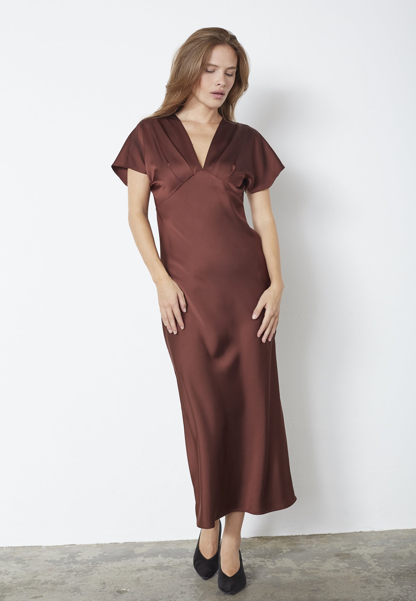 SafiraCC V-Dress - Dark Brown