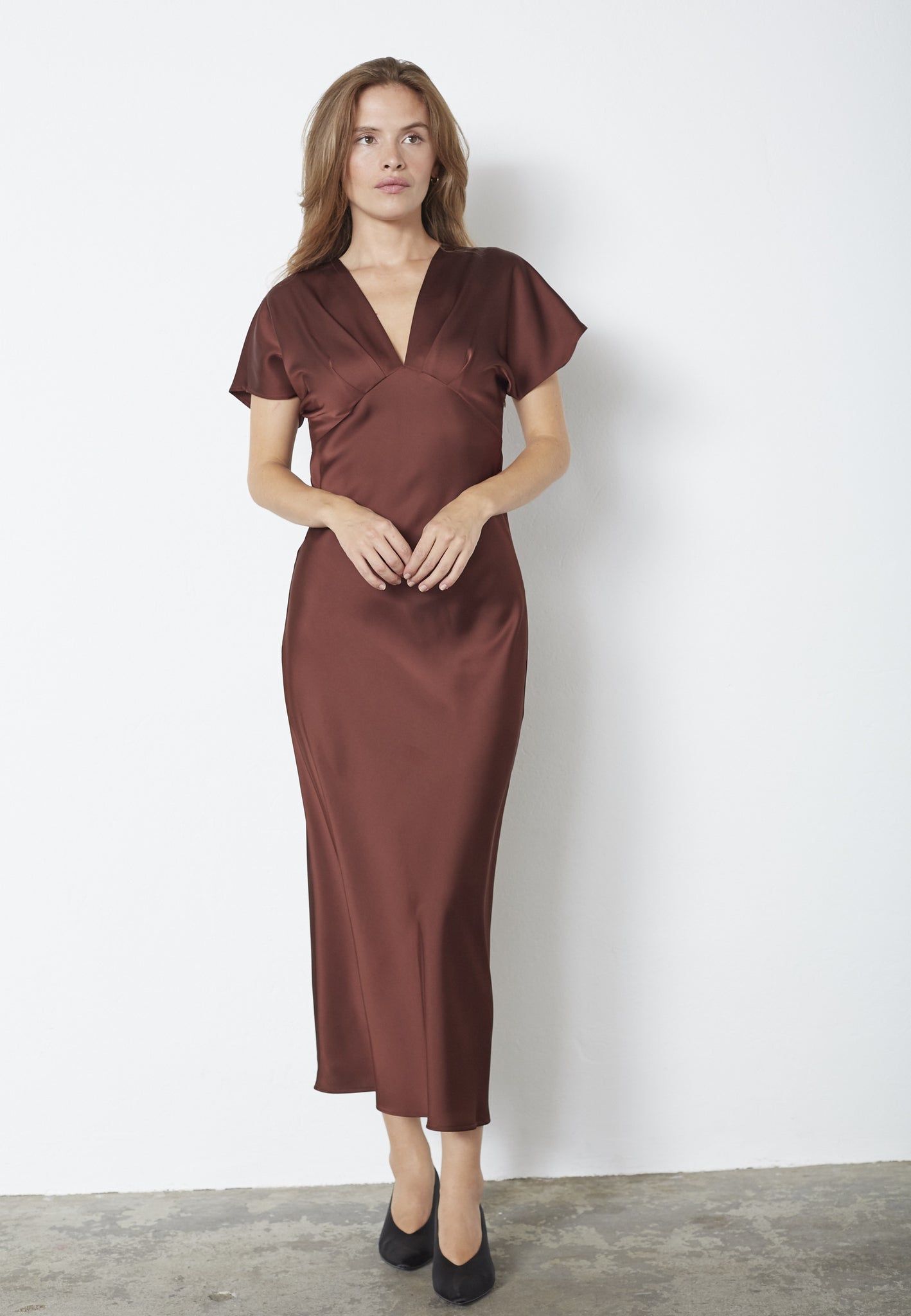 SafiraCC V-Dress - Dark Brown