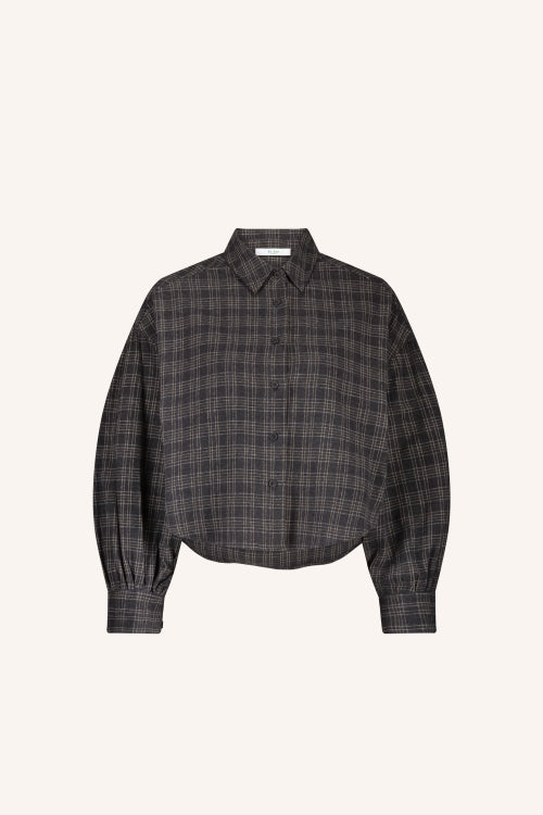 Sarah Short Check Blouse - Caramel