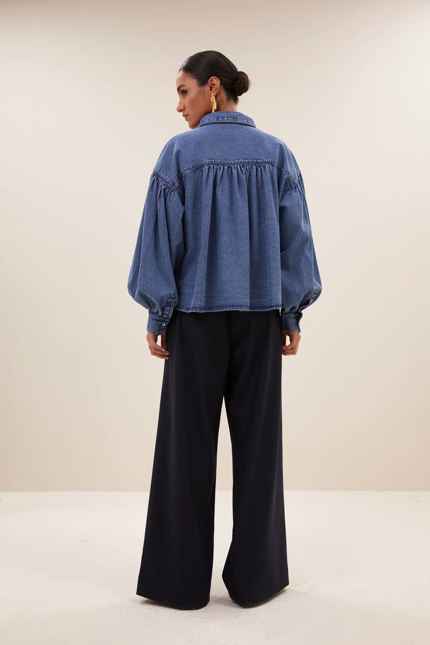 Sarah Short Denim Blouse - Medium Denim