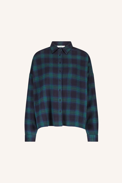 Jada Check Blouse - Bottle Green Check