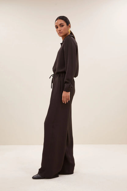 Uma Satin Stripe pants - Cafe Noir