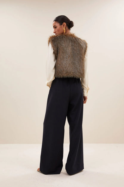 Nori Faux Fur Gilet - Brown