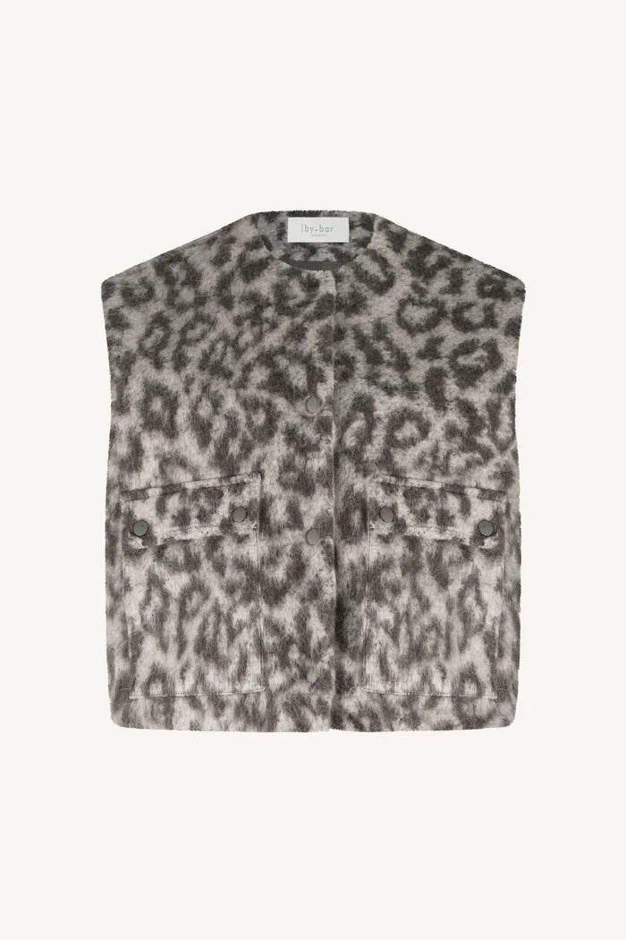 Maggie Sleeveless Leo Jacket - Leopard Print