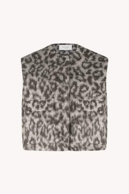 Maggie Sleeveless Leo Jacket - Leopard Print