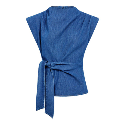 KimmyCC Pleat Top - Dark Denim