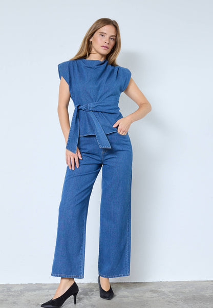 KimmyCC Pleat Top - Dark Denim