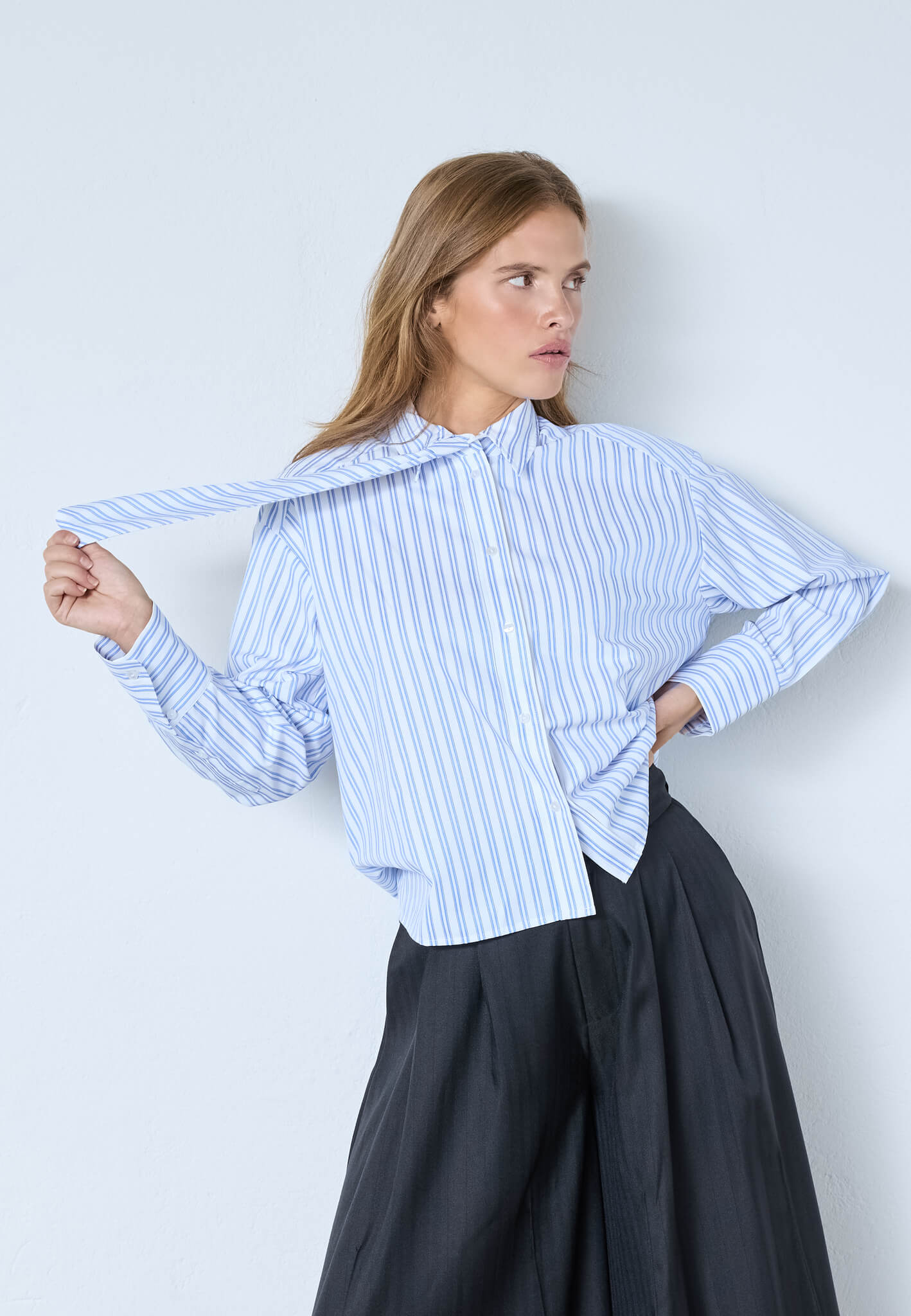DevinCC Stripe Tie Shirt - Blue