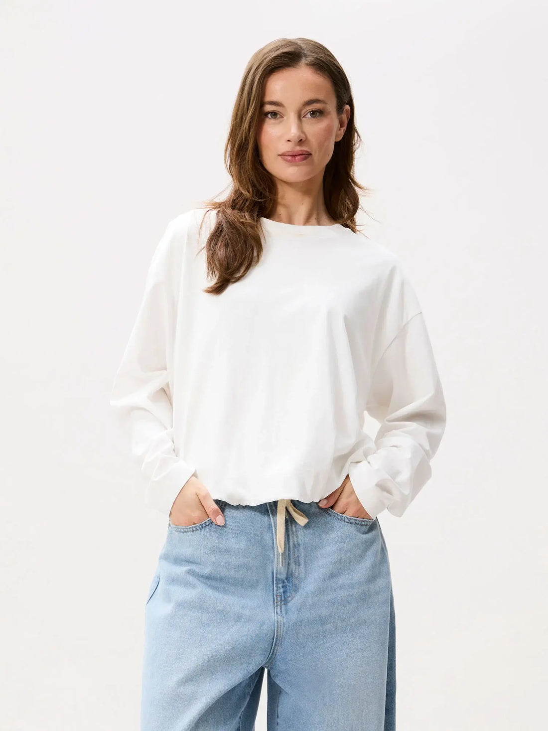 Einsteck-Langarmshirt – Cremeweiß