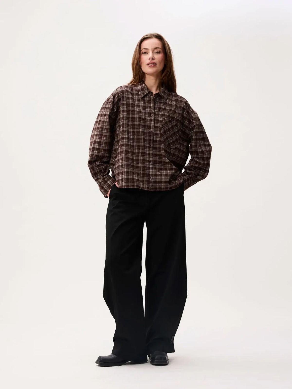 Check Blouse - Brown