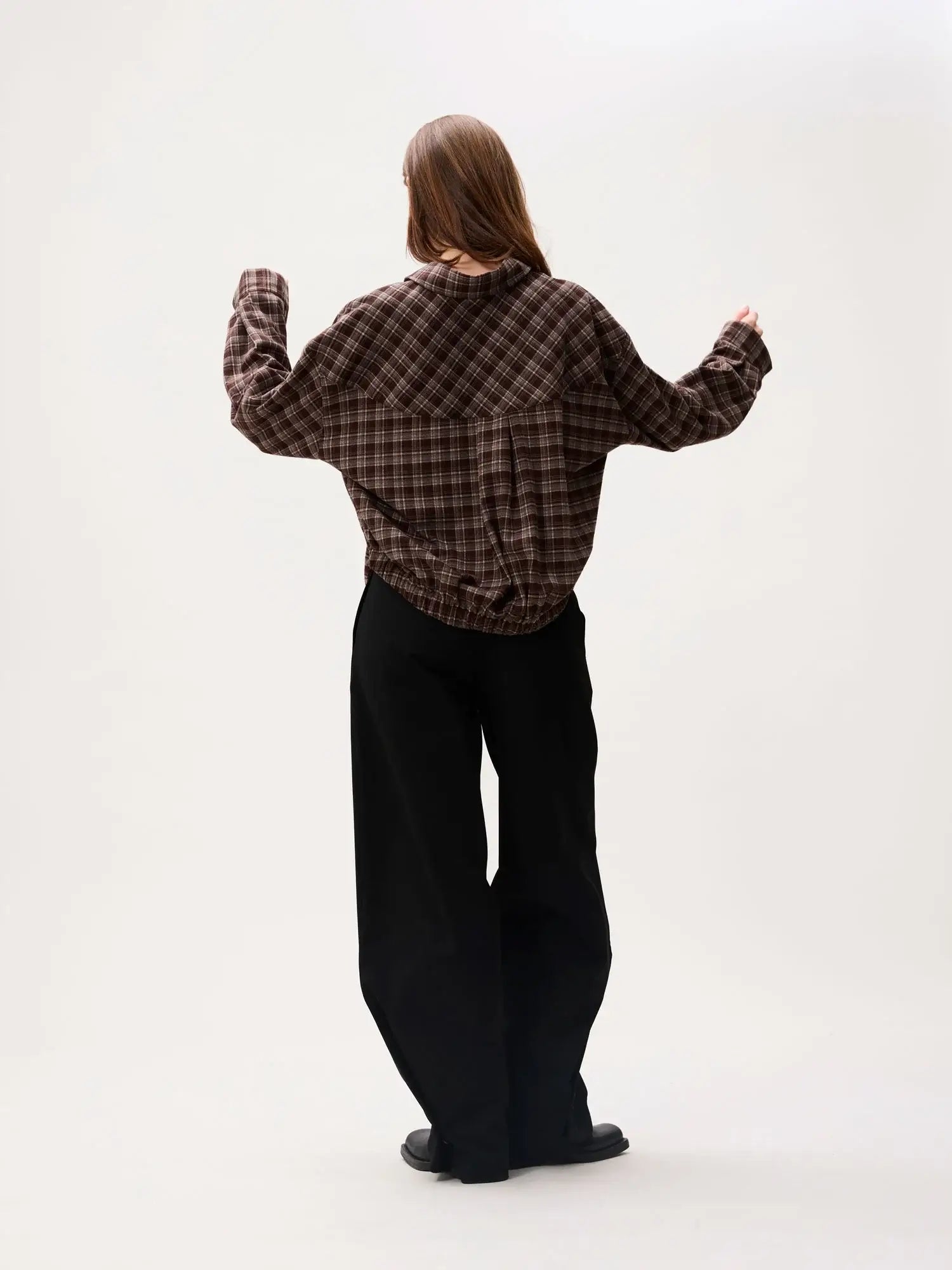 Check Blouse - Brown