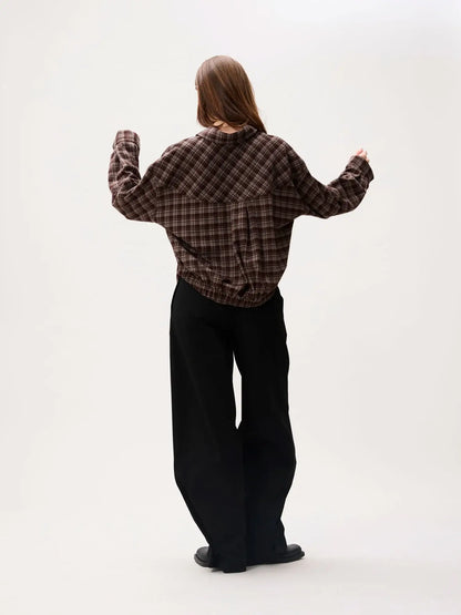 Check Blouse - Brown