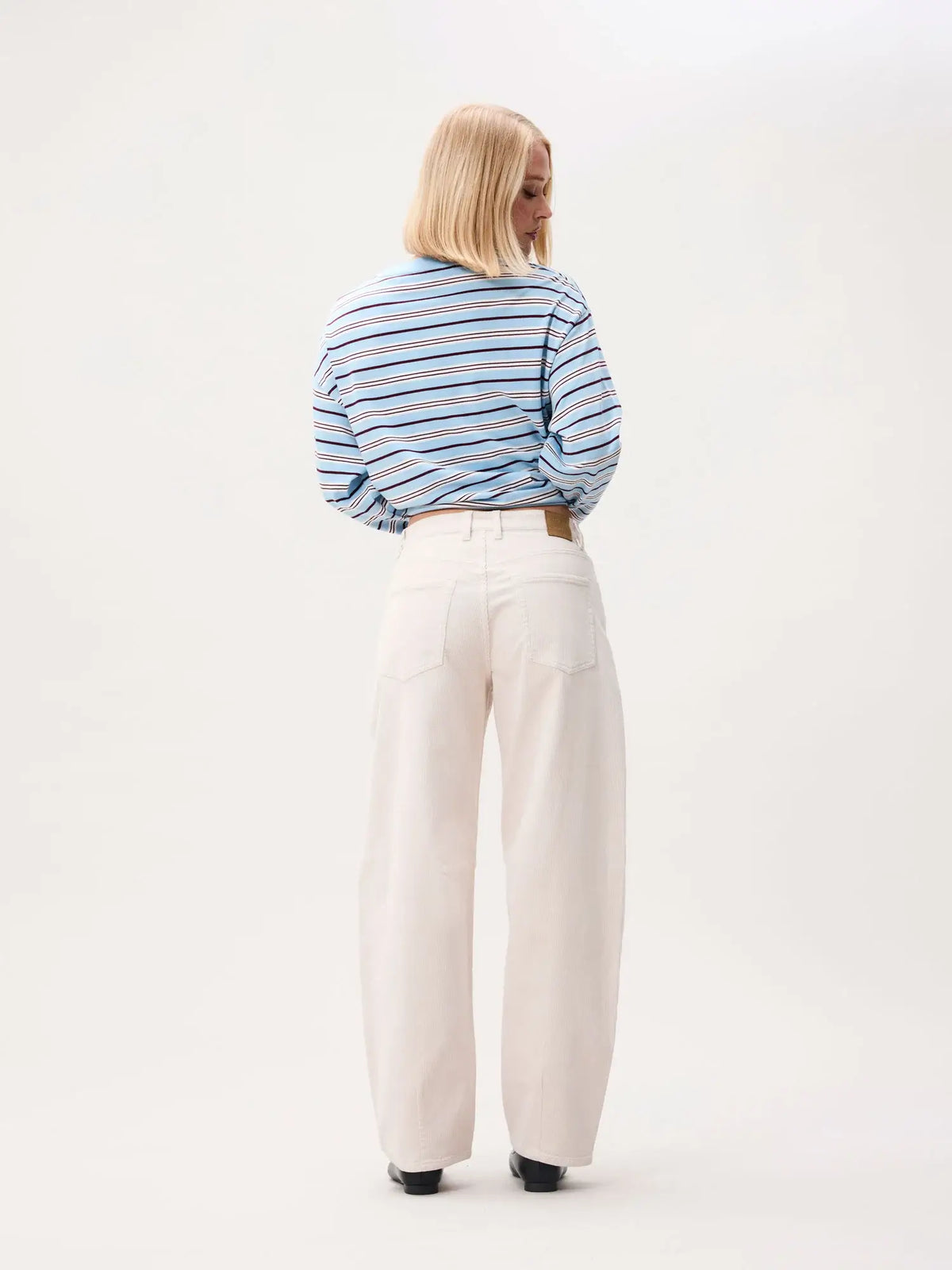 Bold Barrel Fit Corduroy Trousers - Moonbeam