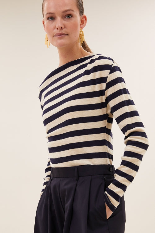 Leya Big Stripe Top - Night Sky