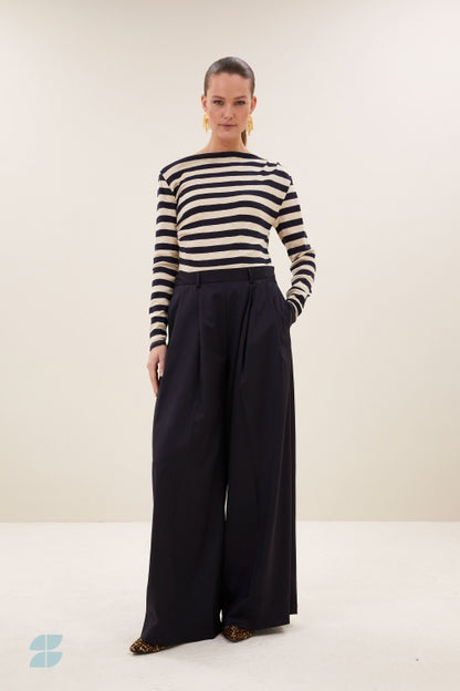 Leya Big Stripe Top - Night Sky