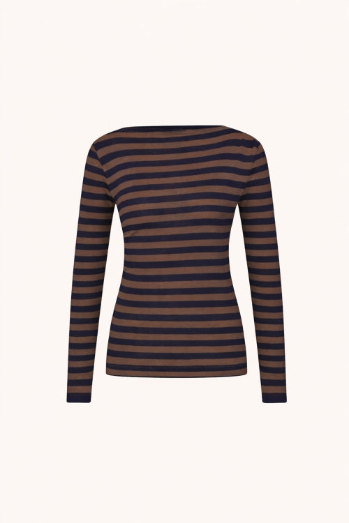 Leya Big Stripe Top – Coffee Bean