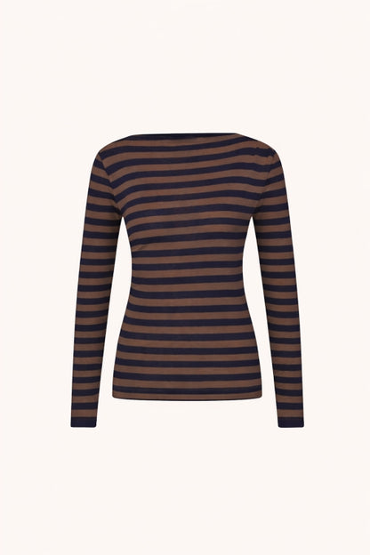 Leya Big Stripe Top – Coffee Bean