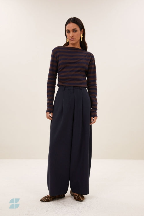 Leya Big Stripe Top – Coffee Bean