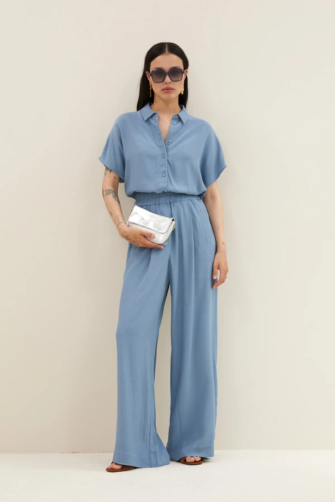 Barley Viscose Blouse - Blue Stone