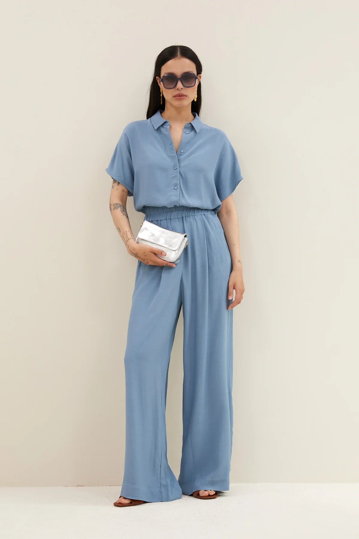 Barley Viscose Blouse - Blue Stone