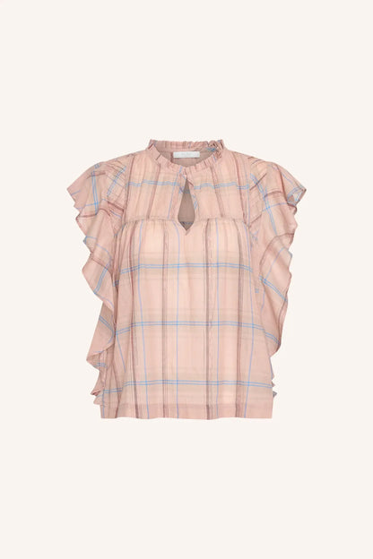 Danee Pink Check Blouse - Blush Pink Check