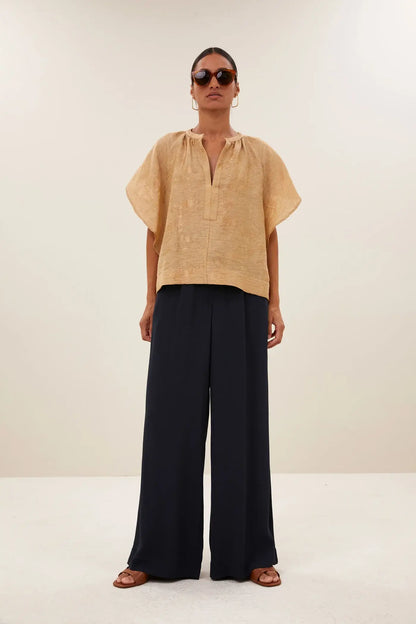 Vina Jacquard Blouse - Desert