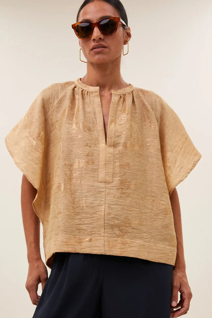 Vina Jacquard Blouse - Desert