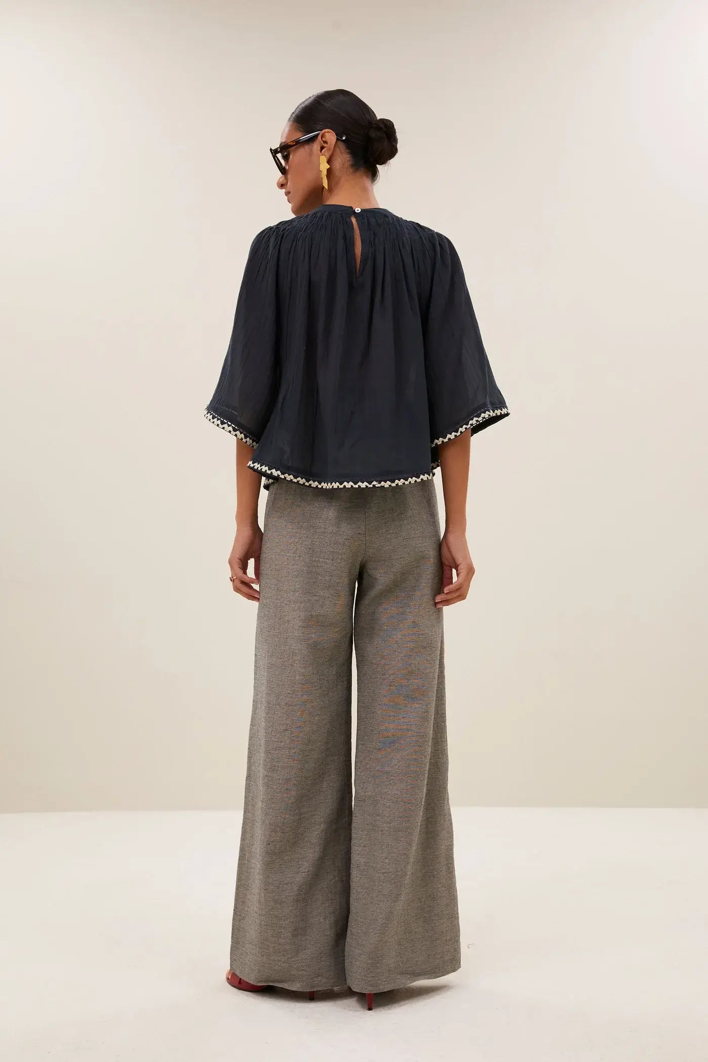 Emmi Embroidery Blouse - Charcoal