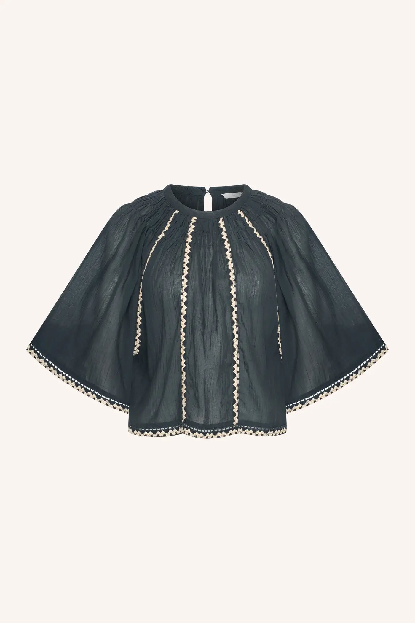 Emmi Embroidery Blouse - Charcoal