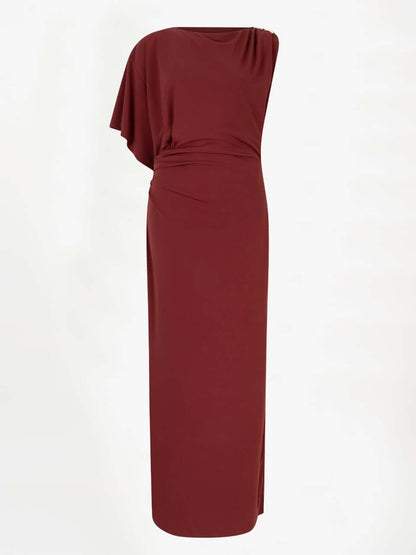 Aliki Asymmetrical Maxi Dress - Berry Dress