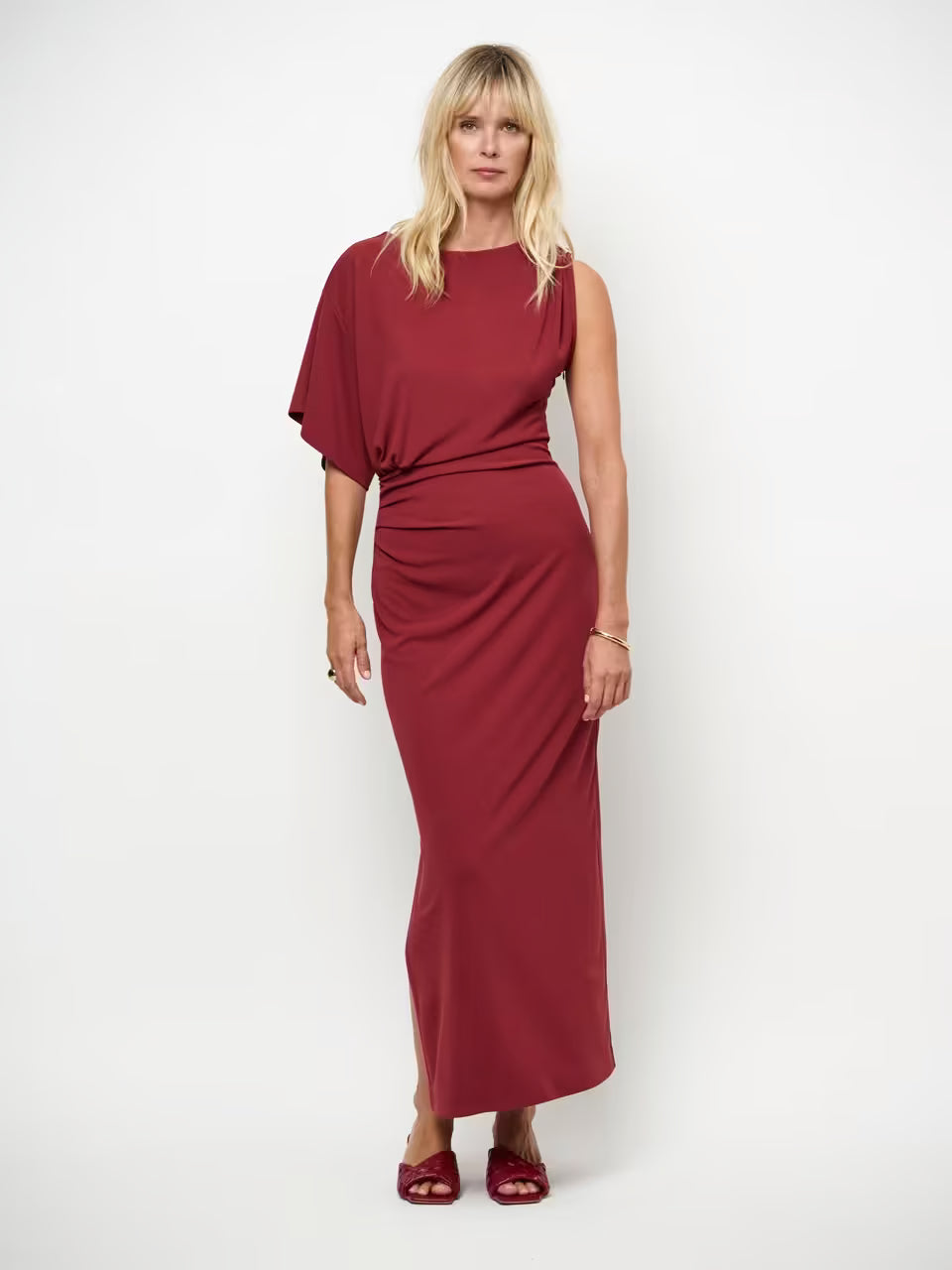 Aliki Asymmetrical Maxi Dress - Berry Dress
