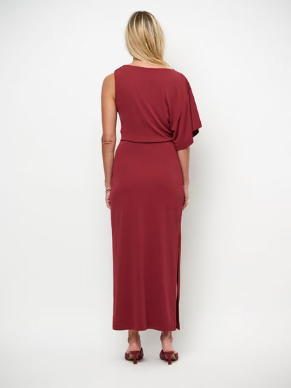 Aliki Asymmetrical Maxi Dress - Berry Dress