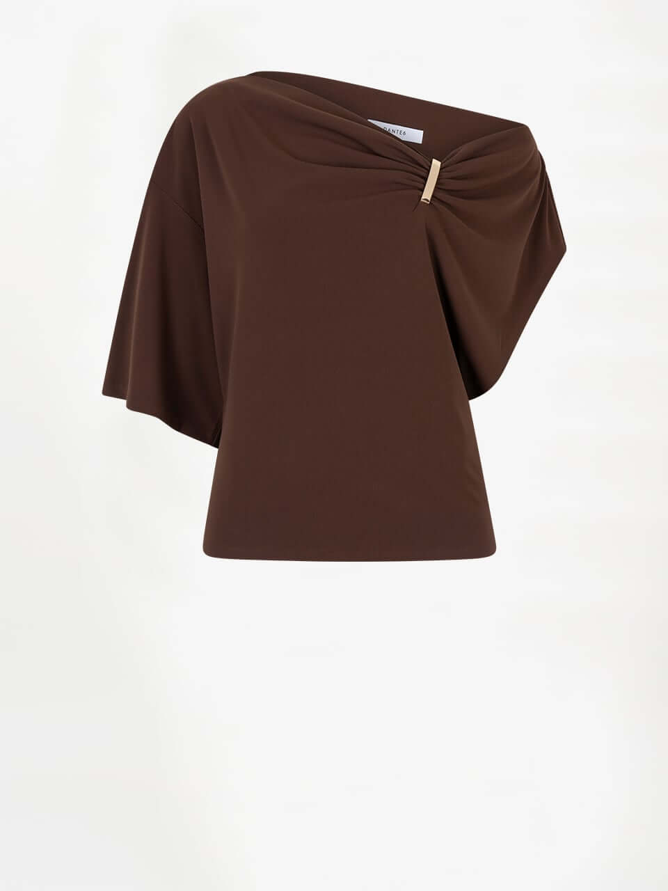 Gou Embellished Drapey Top - Chocolate Brown
