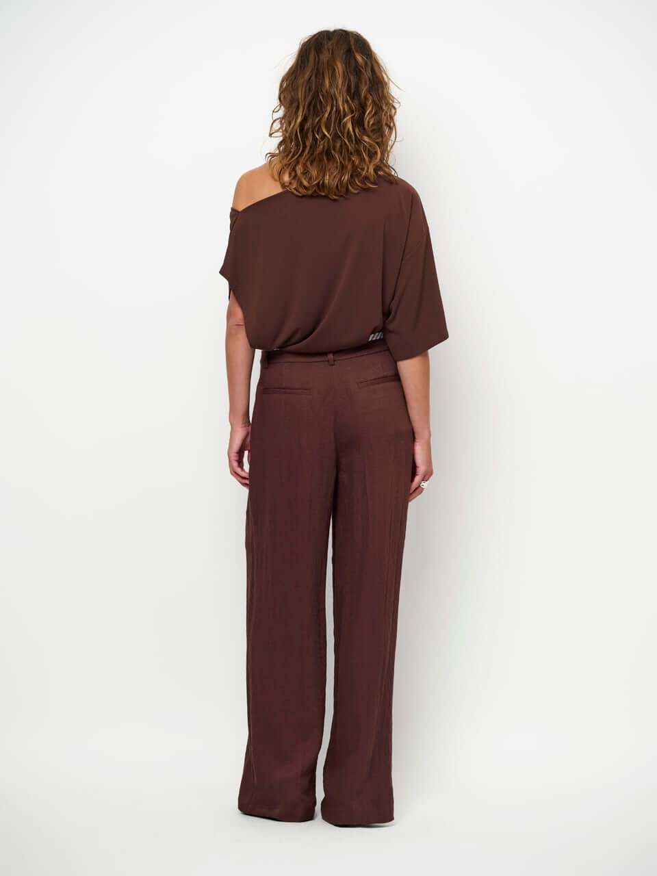 Gou Embellished Drapey Top - Chocolate Brown