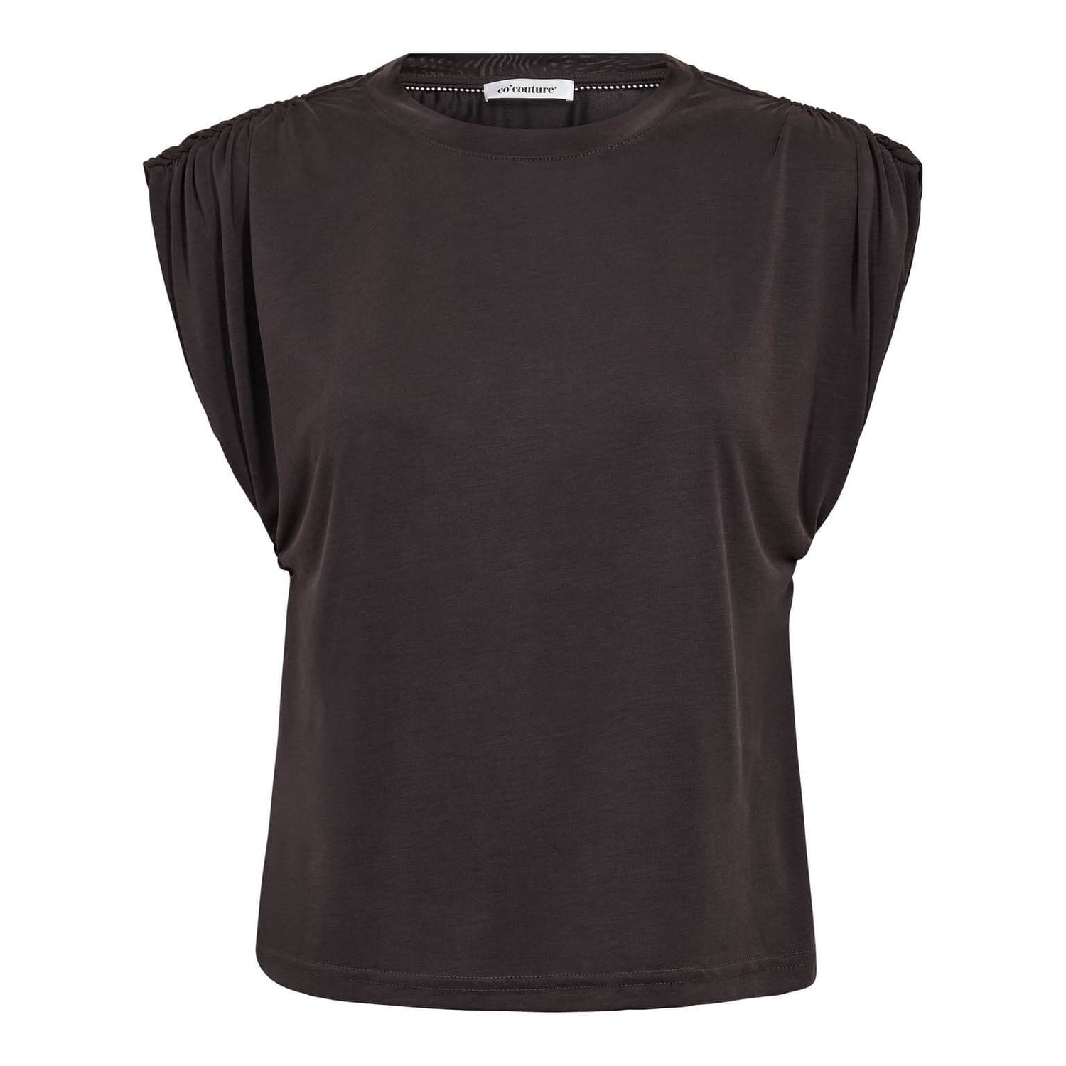 CamillaCC Ruched Shoulder Tee - Dark Grey