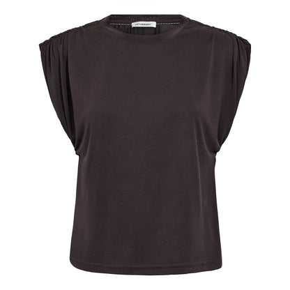CamillaCC Ruched Shoulder Tee - Dark Grey