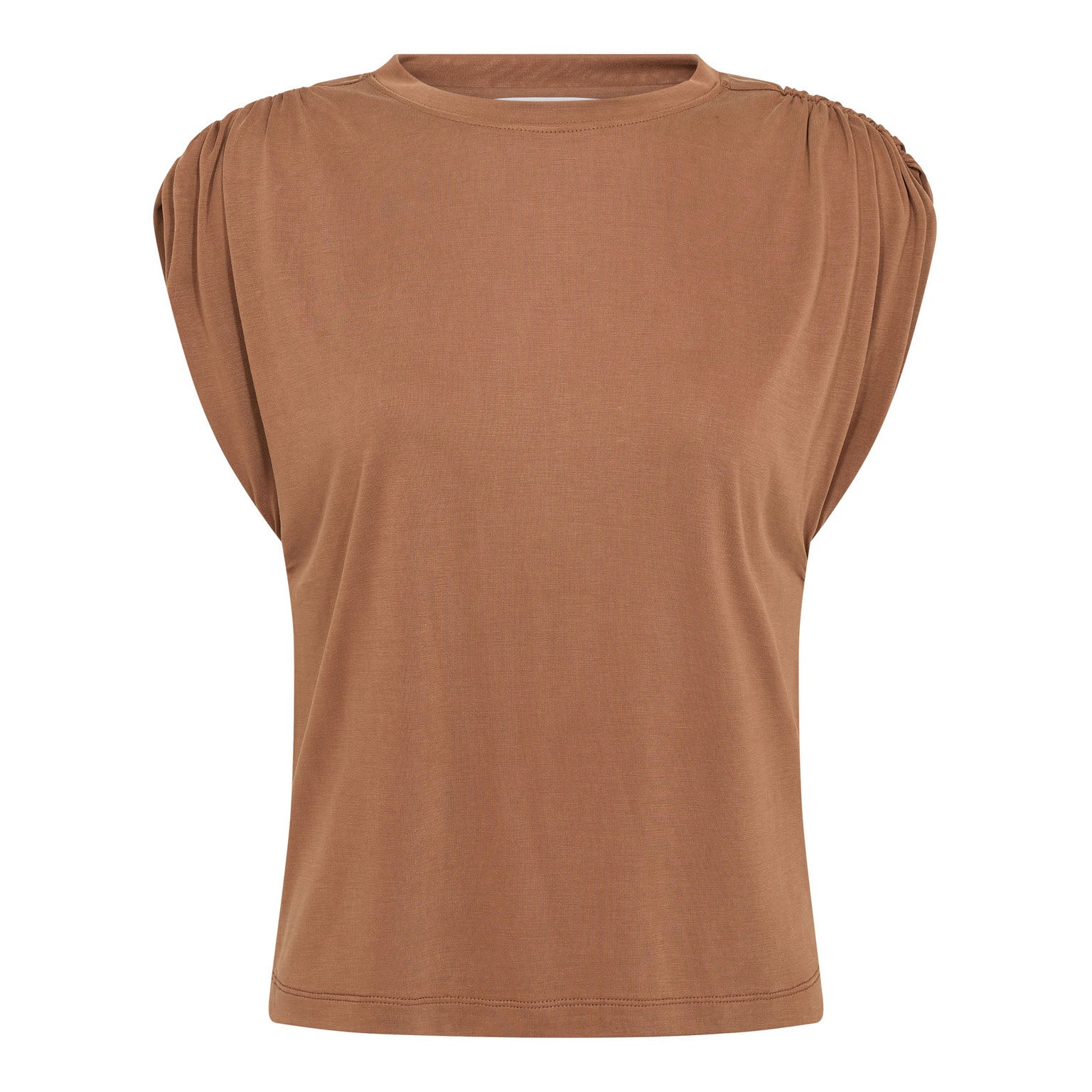 CamillaCC Ruched Shoulder Tee - Suntan