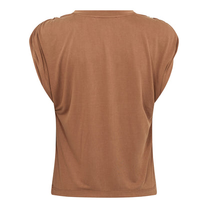 CamillaCC Ruched Shoulder Tee - Suntan