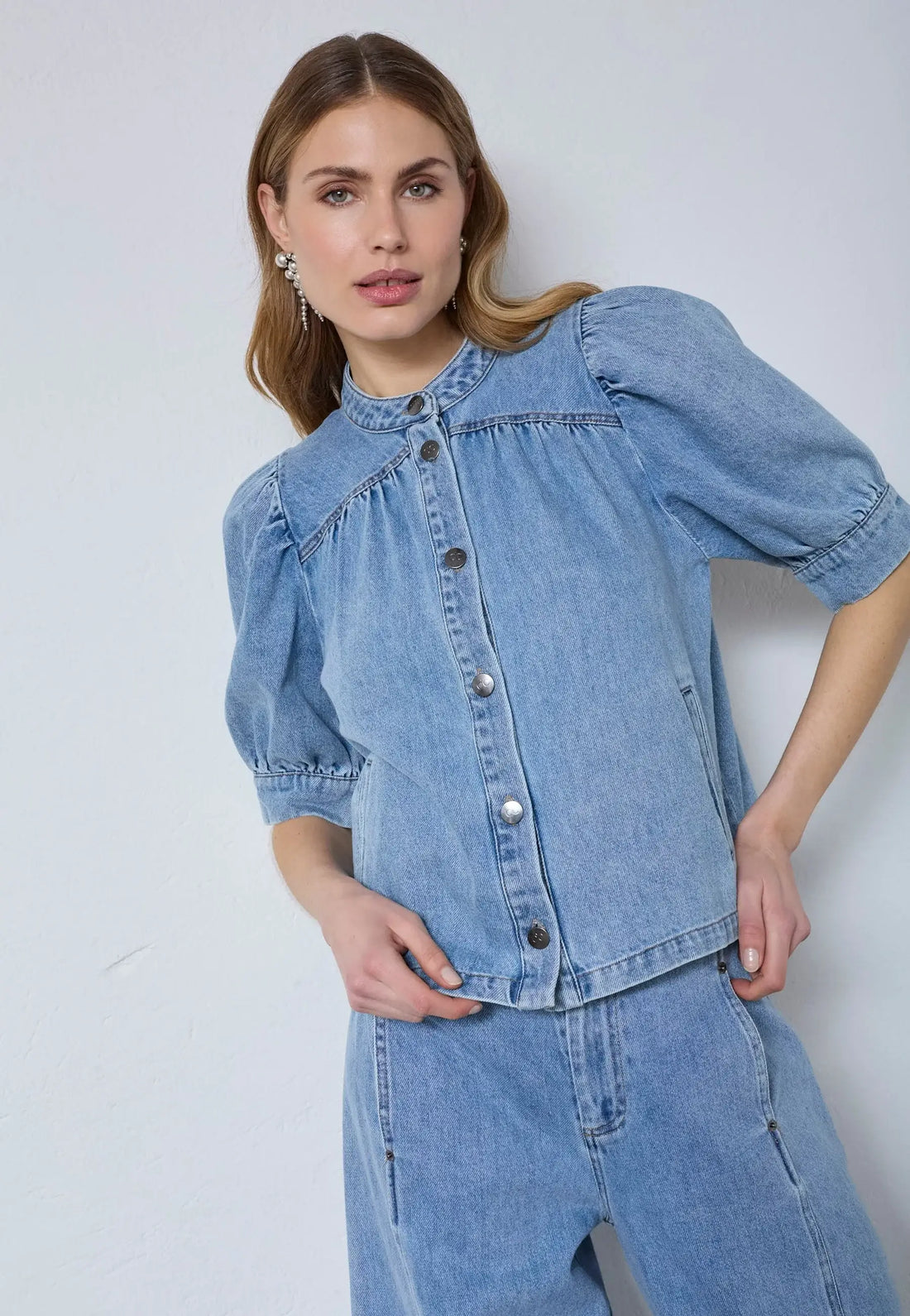 AsjaCC Denim Blouse - Denim Blue