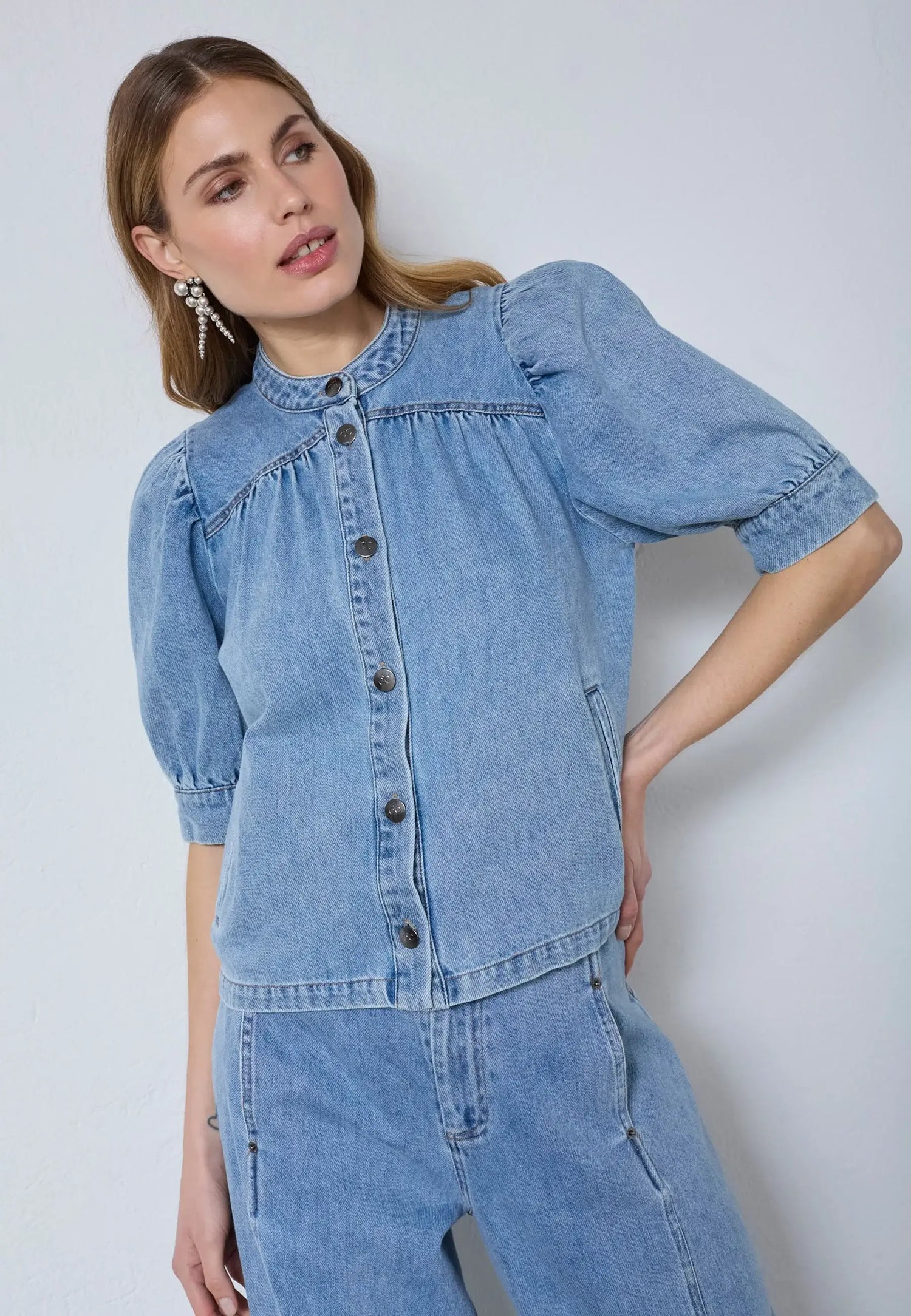 AsjaCC Denim Blouse - Denim Blue
