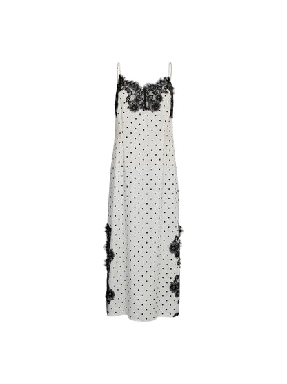 AmeliCC Dot Lace Strap Dress - Off White