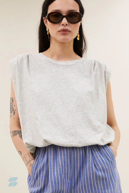 Nilou Jersey Top - Grey Melee