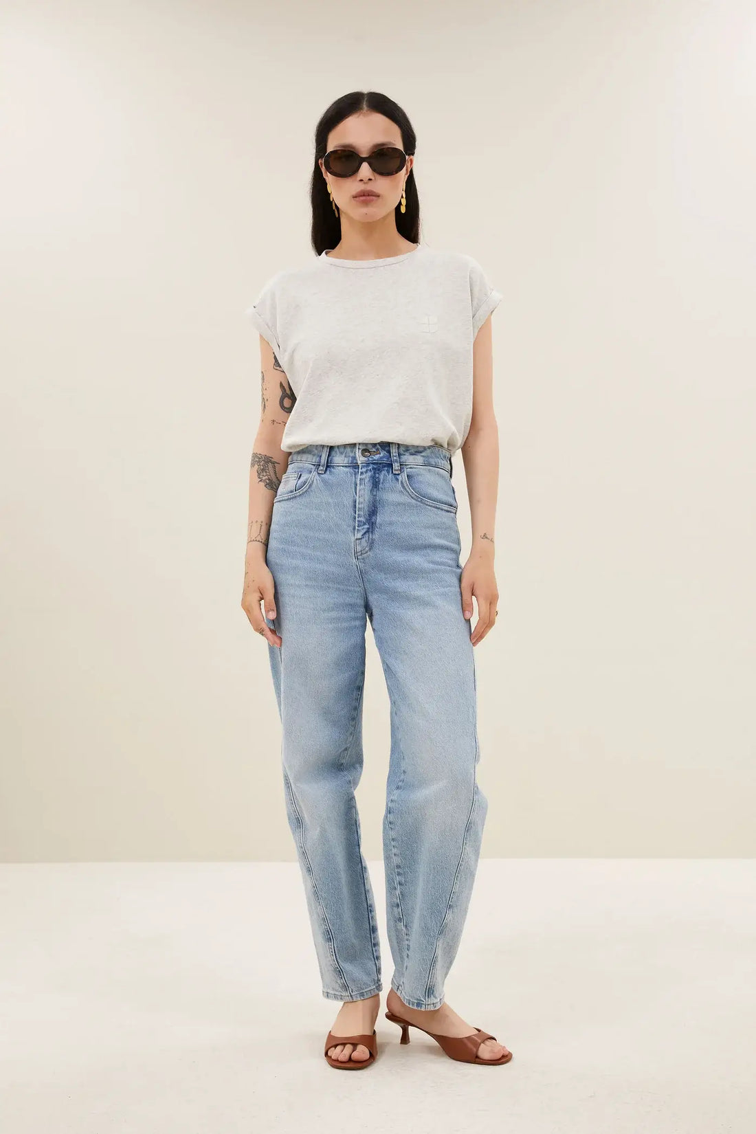 Tobi Flame Logo Top - Light Grey Melee