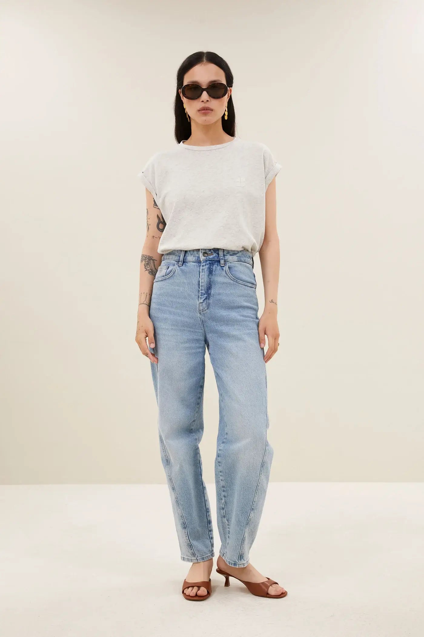 Tobi Flame Logo Top - Light Grey Melee
