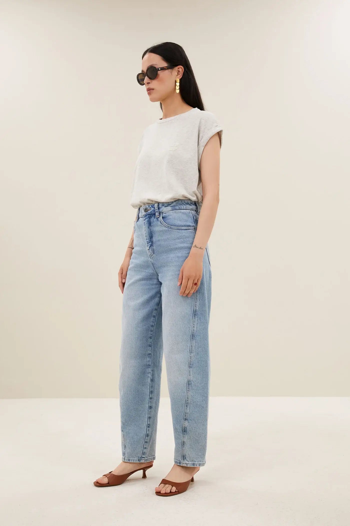 Tobi Flame Logo Top - Light Grey Melee