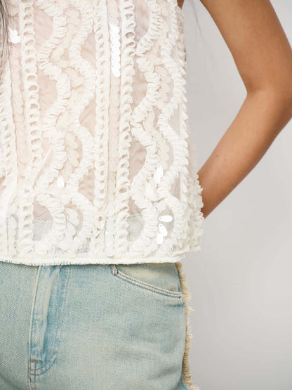 Noi Sequins Tanktop - Ivory